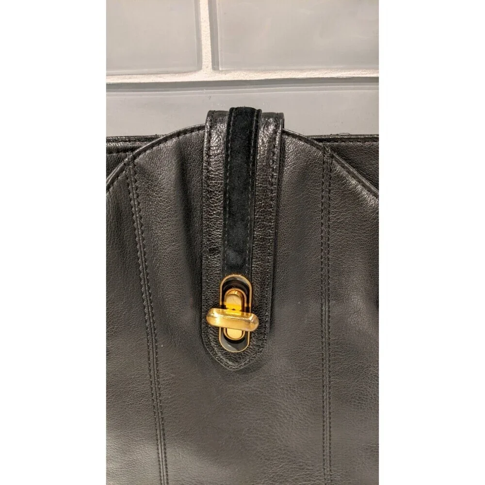 Jill Stuart Black Pebbled Leather & Suede Shoulder Handbag/Purse GORGEOUS!